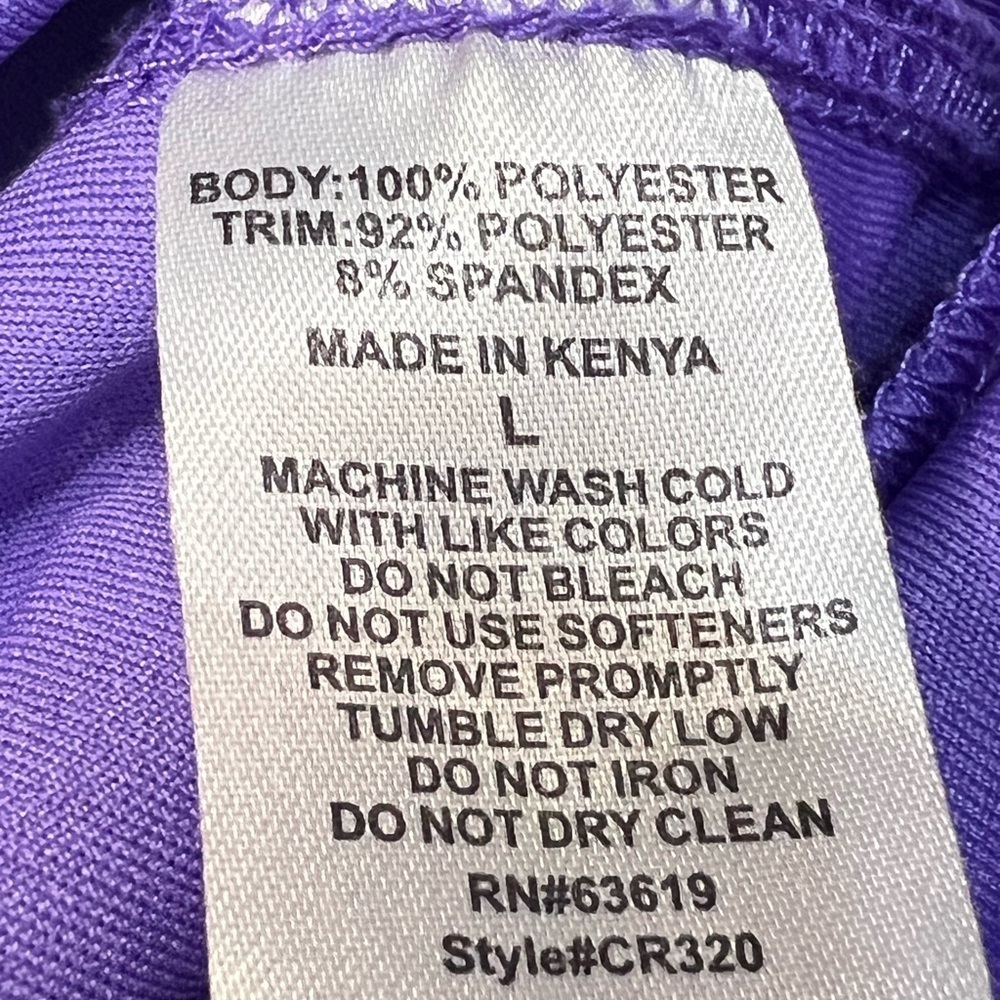 Reebok Performance T Back Tank Purple with Neon Orange Trim Flared Hem Size L - Picture 6 of 6
